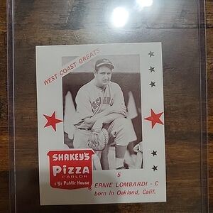 1975 Shakey's Pizza West Coast baseball Greats Ernie Lombardi Card